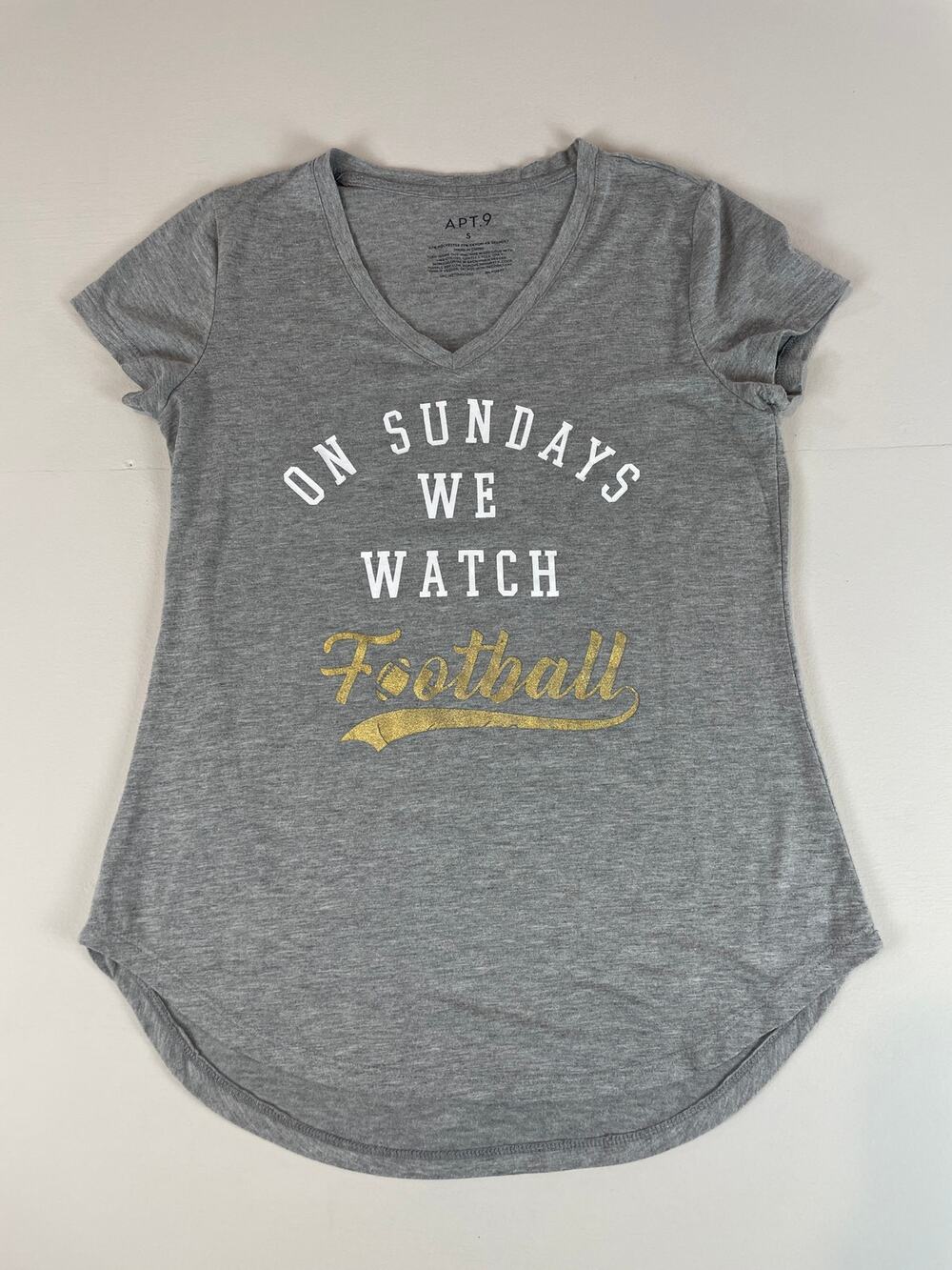 Apt. 9 Gray Football Graphic High Low Tee Shirt Size Womens Small